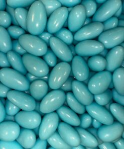 a pile of blue candy